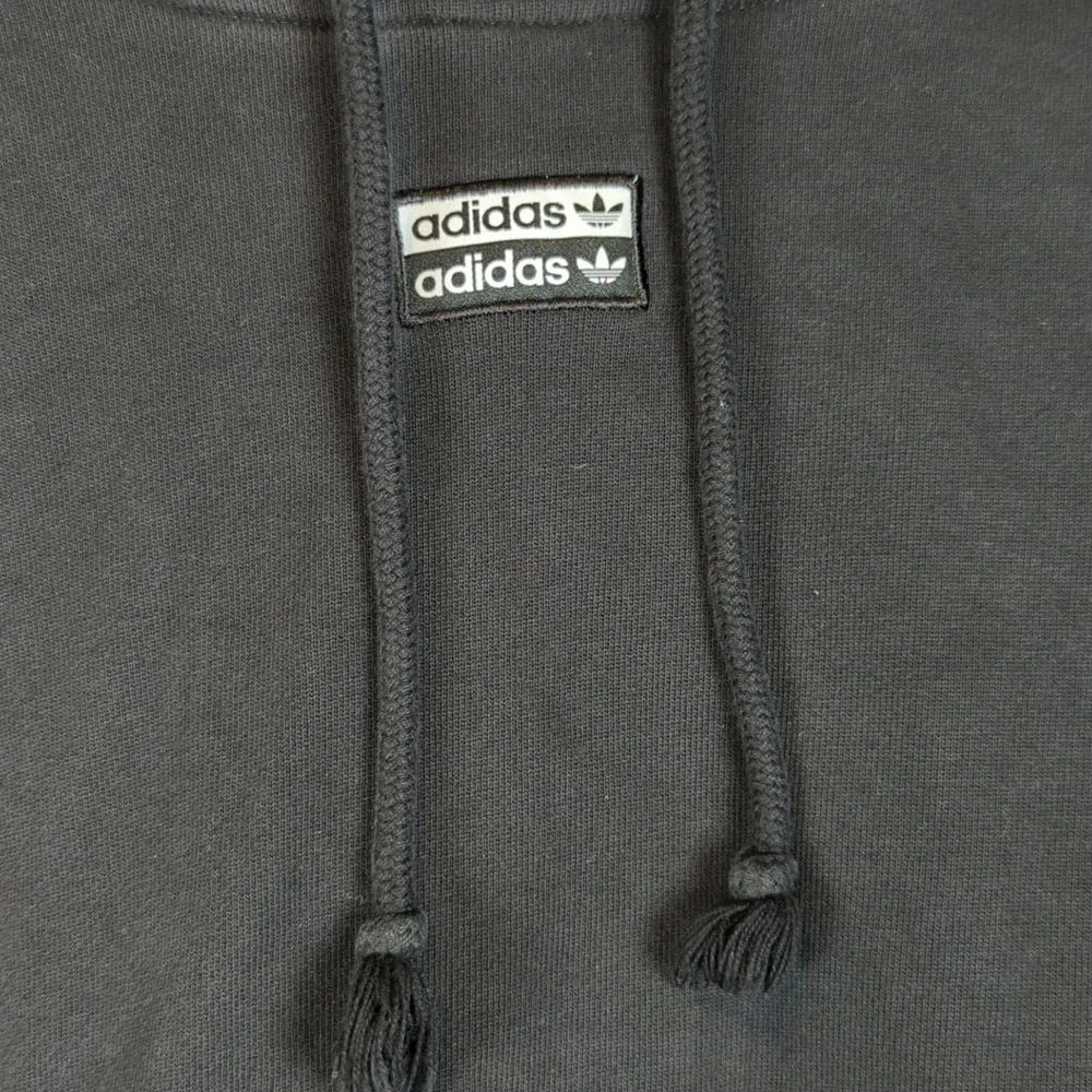 Adidas Black & White Stripes Cropped Fit Hooded Sweatshirt S - Picture 4 of 9